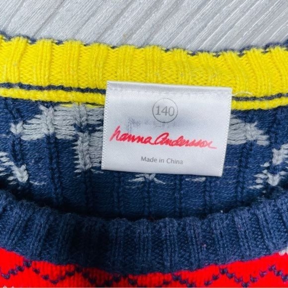 Hanna Andersson Christmas sweater with snowflakes and elbow patches size 10 - Picture 4 of 5